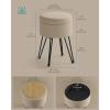 imageSONGMICS Vanity Stool Chair Small Ottoman Stool with Storage Vanity Chair 154 Dia x 174 Inches 4 Metal Legs for Makeup Room for Living Room Bedroom Cream White ULOM002W01Camel Brown
