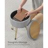imageSONGMICS Vanity Stool Chair Small Ottoman Stool with Storage Vanity Chair 154 Dia x 174 Inches 4 Metal Legs for Makeup Room for Living Room Bedroom Cream White ULOM002W01Dove Gray