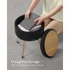 imageSONGMICS Vanity Stool Chair Small Ottoman Stool with Storage Vanity Chair 154 Dia x 174 Inches 4 Metal Legs for Makeup Room for Living Room Bedroom Cream White ULOM002W01Ink Black