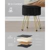 imageSONGMICS Vanity Stool Chair Small Ottoman Stool with Storage Vanity Chair 154 Dia x 174 Inches 4 Metal Legs for Makeup Room for Living Room Bedroom Cream White ULOM002W01Ink Black