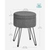 imageSONGMICS Vanity Stool Chair Small Ottoman Stool with Storage Vanity Chair 154 Dia x 174 Inches 4 Metal Legs for Makeup Room for Living Room Bedroom Cream White ULOM002W01Slate Gray