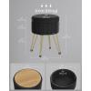 imageSONGMICS Vanity Stool Chair Small Ottoman Stool with Storage Vanity Chair 154 Dia x 174 Inches 4 Metal Legs for Makeup Room for Living Room Bedroom Cream White ULOM002W01Ink Black