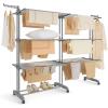 imageSONGMICS Clothes Drying Rack 4Tier Foldable Laundry Drying Rack 699Inch Tall Extendable Rods Stainless Steel Rolling Clothes Horses Clothes Airer Indoor Outdoor Use Dove Gray ULLR704G01