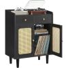 imageSONGMICS HOME Superfast Toolless Assembly Storage Cabinet Accent Buffet Cabinet with Lighting and Glass Shelf Sideboard Minimalist Snow White UBBK372W02Ebony Black
