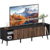 imageSONGMICS HOME Superfast Toolless Assembly TV Stand for TVs up to 72 Inches TV Cabinet Entertainment Center with Storage Media Console Table Living Room Natural Walnut and Ebony Black ULTV533B01