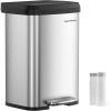 imageSONGMICS Kitchen Trash Can 21 Gallon 80 L Stainless Steel Garbage Can with StayOpen Lid and Stepon Pedal Soft Closure Tall Large and SpaceSaving Silver and Black ULTB534E01Silver  Black