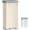 imageSONGMICS Kitchen Trash Can 21 Gallon 80 L Stainless Steel Garbage Can with StayOpen Lid and Stepon Pedal Soft Closure Tall Large and SpaceSaving Silver and Black ULTB534E01Sand Beige  Dove Gray
