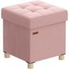 imageSONGMICS Storage Ottoman Bench Folding Storage Chest 15 x 30 x 152 Inches Foot Rest Stool 20 Gal 77 L Velvet Surface for Bedroom Entryway Living Room Cappuccino Beige ULSF0517W02Jelly Pink