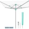 imageSONGMICS Umbrella Drying Rack Retractable Outdoor Drying Rack Height Adjustable 164 ft Long Clothesline Holds 5 Laundry Loads for Garden with Ground Spike Cover Silver and Green ULLR301E01669D x 669W x 47672H