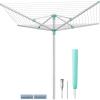 imageSONGMICS Umbrella Drying Rack Retractable Outdoor Drying Rack Height Adjustable 164 ft Long Clothesline Holds 5 Laundry Loads for Garden with Ground Spike Cover Silver and Green ULLR301E01713D x 713W x 524764H