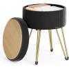imageSONGMICS Vanity Stool Chair Small Ottoman Stool with Storage Vanity Chair 154 Dia x 174 Inches 4 Metal Legs for Makeup Room for Living Room Bedroom Cream White ULOM002W01Ink Black