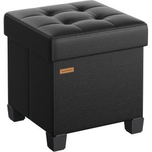 imageSONGMICS Storage Ottoman Storage Bench with Legs15 x 43 x 157 Inches Ottoman Bench 30 Gal 112 L Synthetic Leather for Living Room Entryway Coffee Brown ULSF0514K03Ink Black