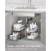 imageSONGMICS 2Tier Pull Out Cabinet Organizers Under Sink Organizer Bathroom Organizer and Storage Sliding Basket Drawers Stackable for Kitchen Bathroom Ink Black UKCS017B01Metallic Silver