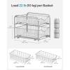 imageSONGMICS 2Tier Pull Out Cabinet Organizers Under Sink Organizer Bathroom Organizer and Storage Sliding Basket Drawers Stackable for Kitchen Bathroom Ink Black UKCS017B01Metallic Silver