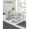 imageSONGMICS 2Tier Pull Out Cabinet Organizers Under Sink Organizer Bathroom Organizer and Storage Sliding Basket Drawers Stackable for Kitchen Bathroom Ink Black UKCS017B01Metallic Silver