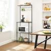 imageSONGMICS Bakers Rack Adjustable Microwave Stand Kitchen Storage Rack with 4 Shelves 6 Hooks for Pots Pans Spice Bottles in The Kitchen Apartment Studio Black ULGR040B01