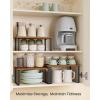 imageSONGMICS Cabinet Organizer Shelf Set of 3 Kitchen Counter Shelves Kitchen Storage Spice Rack Stackable Expandable Ink Black and Natural Beige UKCS014B01Rustic Brown  Matte Black