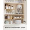 imageSONGMICS Cabinet Organizer Shelf Set of 3 Kitchen Counter Shelves Kitchen Storage Spice Rack Stackable Expandable Ink Black and Natural Beige UKCS014B01Cloud White  Natural Beige