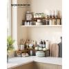 imageSONGMICS Cabinet Organizer Shelf Set of 3 Kitchen Counter Shelves Kitchen Storage Spice Rack Stackable Expandable Ink Black and Natural Beige UKCS014B01Rustic Brown  Matte Black