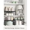 imageSONGMICS Cabinet Organizer Shelf Set of 3 Kitchen Counter Shelves Kitchen Storage Spice Rack Stackable Expandable Ink Black and Natural Beige UKCS014B01Anthracite Gray  Matte Black