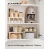 imageSONGMICS Cabinet Organizer Shelf Set of 3 Kitchen Counter Shelves Kitchen Storage Spice Rack Stackable Expandable Ink Black and Natural Beige UKCS014B01Sand Beige