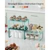 imageSONGMICS Cabinet Organizer Shelf Set of 3 Kitchen Counter Shelves Kitchen Storage Spice Rack Stackable Expandable Ink Black and Natural Beige UKCS014B01Ivy Green