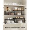imageSONGMICS Cabinet Organizer Shelf Set of 4 Kitchen Counter Shelves Kitchen Storage Spice Rack Stackable Expandable Metal and Engineered Wood Ink Black and Natural Beige UKCS10NBInk Black  Ebony Black