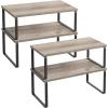 imageSONGMICS Cabinet Organizer Shelf Set of 4 Kitchen Counter Shelves Kitchen Storage Spice Rack Stackable Expandable Metal and Engineered Wood Ink Black and Natural Beige UKCS10NBInk Black  Heather Greige