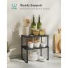 imageSONGMICS Cabinet Organizer Shelf Set of 4 Kitchen Counter Shelves Kitchen Storage Spice Rack Stackable Expandable Metal and Engineered Wood Ink Black and Natural Beige UKCS10NBInk Black  Ebony Black