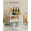 imageSONGMICS Cabinet Organizer Shelf Set of 4 Kitchen Counter Shelves Kitchen Storage Spice Rack Stackable Expandable Metal and Engineered Wood Ink Black and Natural Beige UKCS10NBCloud White  Snow White