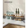 imageSONGMICS Cabinet Organizer Shelf Set of 4 Kitchen Counter Shelves Kitchen Storage Spice Rack Stackable Expandable Metal and Engineered Wood Ink Black and Natural Beige UKCS10NBInk Black  Rustic Brown