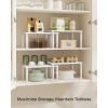 imageSONGMICS Cabinet Organizer Shelf Set of 4 Kitchen Counter Shelves Kitchen Storage Spice Rack Stackable Expandable Metal and Engineered Wood Ink Black and Natural Beige UKCS10NBCloud White  Snow White