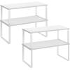 imageSONGMICS Cabinet Organizer Shelf Set of 4 Kitchen Counter Shelves Kitchen Storage Spice Rack Stackable Expandable Metal and Engineered Wood Ink Black and Natural Beige UKCS10NBCloud White  Snow White