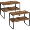 imageSONGMICS Cabinet Organizer Shelf Set of 4 Kitchen Counter Shelves Kitchen Storage Spice Rack Stackable Expandable Metal and Engineered Wood Ink Black and Natural Beige UKCS10NBInk Black  Rustic Brown