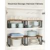 imageSONGMICS Cabinet Organizer Shelf Set of 4 Kitchen Counter Shelves Kitchen Storage Spice Rack Stackable Expandable Metal and Engineered Wood Ink Black and Natural Beige UKCS10NBInk Black  Rustic Brown