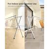 imageSONGMICS Clothes Drying Rack HeavyDuty Laundry Drying Rack 563937 Inches Extendable Foldable Freestanding Airer Stainless Steel for Indoor Outdoor Use Dove Gray ULLR903E01457634W
