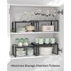 imageSONGMICS Spice Racks Cabinet Shelf Organizers Shelf Organizers Countertop Organizers Shelf Risers Stackable Expandable Set of 4 Metal Kitchen Counter Shelves White UKCS006W01Ink Black