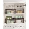 imageSONGMICS Spice Racks Cabinet Shelf Organizers Shelf Organizers Countertop Organizers Shelf Risers Stackable Expandable Set of 4 Metal Kitchen Counter Shelves White UKCS006W01Brown