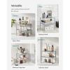 imageSONGMICS Spice Racks Cabinet Shelf Organizers Shelf Organizers Countertop Organizers Shelf Risers Stackable Expandable Set of 4 Metal Kitchen Counter Shelves White UKCS006W01Silver