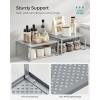 imageSONGMICS Spice Racks Cabinet Shelf Organizers Shelf Organizers Countertop Organizers Shelf Risers Stackable Expandable Set of 4 Metal Kitchen Counter Shelves White UKCS006W01Silver