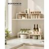 imageSONGMICS Spice Racks Cabinet Shelf Organizers Shelf Organizers Countertop Organizers Shelf Risers Stackable Expandable Set of 4 Metal Kitchen Counter Shelves White UKCS006W01Oatmeal Beige