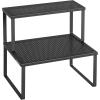 imageSONGMICS Spice Racks Set of 2 Metal Cabinet Shelf Organizers Countertop Organizers Shelf Risers Stackable Expandable Silver UKCS01SVInk Black