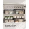 imageSONGMICS Spice Racks Set of 2 Metal Cabinet Shelf Organizers Countertop Organizers Shelf Risers Stackable Expandable Silver UKCS01SVInk Black