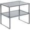 imageSONGMICS Spice Racks Set of 2 Metal Cabinet Shelf Organizers Countertop Organizers Shelf Risers Stackable Expandable Silver UKCS01SVSilver