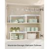 imageSONGMICS Spice Racks Set of 2 Metal Cabinet Shelf Organizers Countertop Organizers Shelf Risers Stackable Expandable Silver UKCS01SVWhite