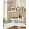 imageSONGMICS Spice Racks Set of 2 Metal Cabinet Shelf Organizers Countertop Organizers Shelf Risers Stackable Expandable Silver UKCS01SVWhite