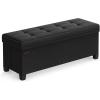imageSONGMICS Storage Ottoman Bench Foldable Foot Rest with Legs 15 x 30 x 152 Inches End of Bed Bench Storage Chest Load up to 660 lb for Living Room Bedroom Entryway Slate Gray ULSF16GYZInk Black