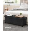 imageSONGMICS Storage Ottoman Bench Foldable Foot Rest with Legs 15 x 30 x 152 Inches End of Bed Bench Storage Chest Load up to 660 lb for Living Room Bedroom Entryway Slate Gray ULSF16GYZInk Black