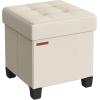 imageSONGMICS Storage Ottoman Small Ottoman Foot Rest with Legs 126 x 158 x 132 Inches Foot Stool Load up to 660 lb for Living Room Bedroom Dorm Ink Black ULSF012B01Cream White