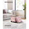imageSONGMICS Storage Ottoman Small Ottoman Foot Rest with Legs 126 x 158 x 132 Inches Foot Stool Load up to 660 lb for Living Room Bedroom Dorm Ink Black ULSF012B01Jelly Pink